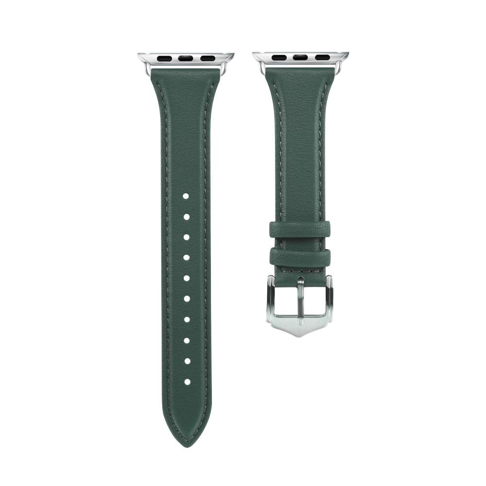 Apple Watch 41mm Series 9 Smalt armband i äkta läder, grön