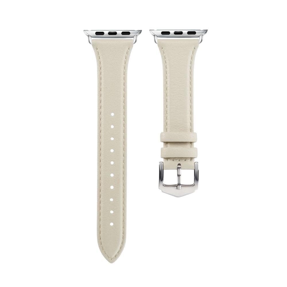 Apple Watch 41mm Series 9 Smalt armband i äkta läder, beige