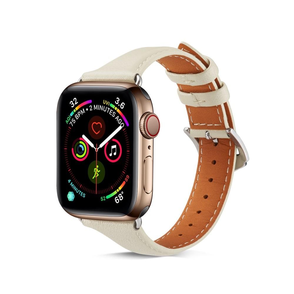 Apple Watch 41mm Series 9 Smalt armband i äkta läder, beige