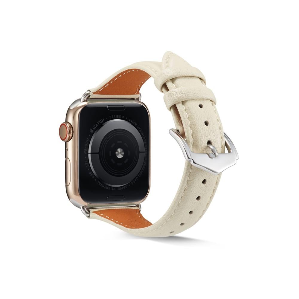 Apple Watch 41mm Series 9 Smalt armband i äkta läder, beige