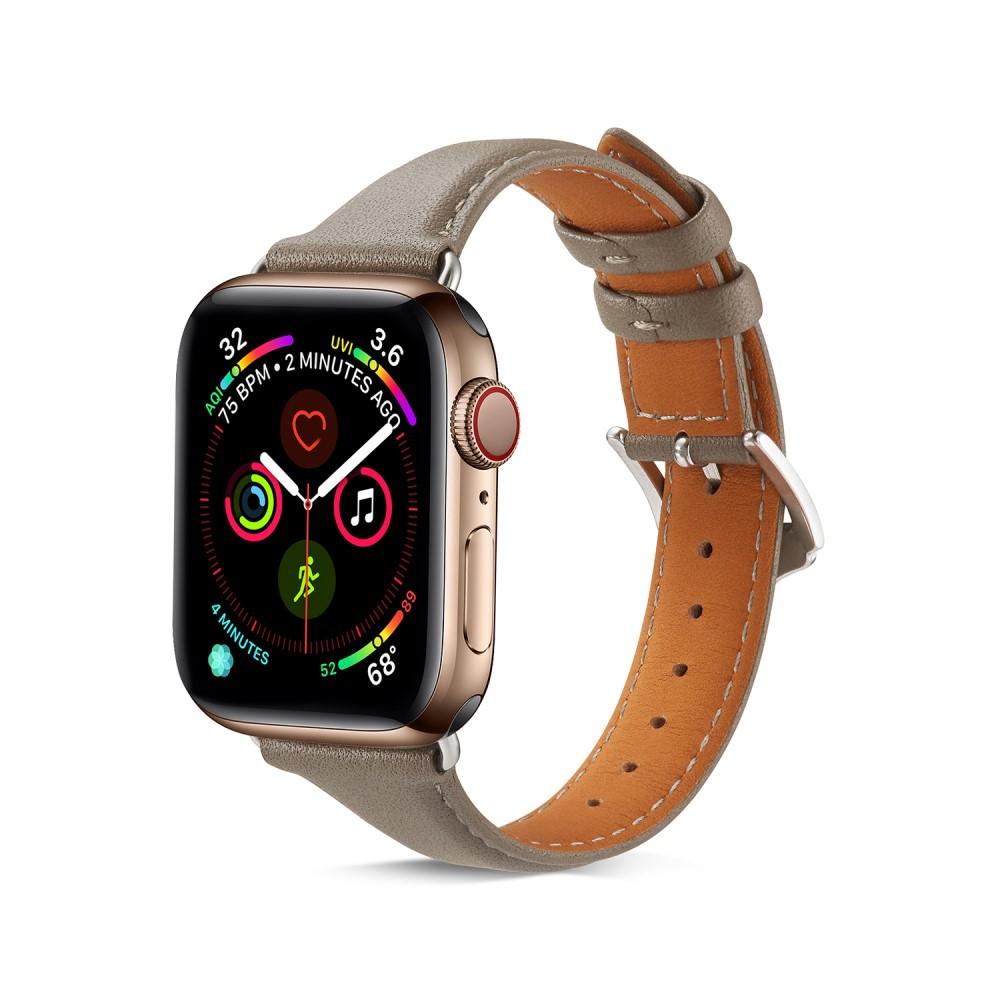 Apple Watch Series 8 45mm Smalt armband i äkta läder, Grå