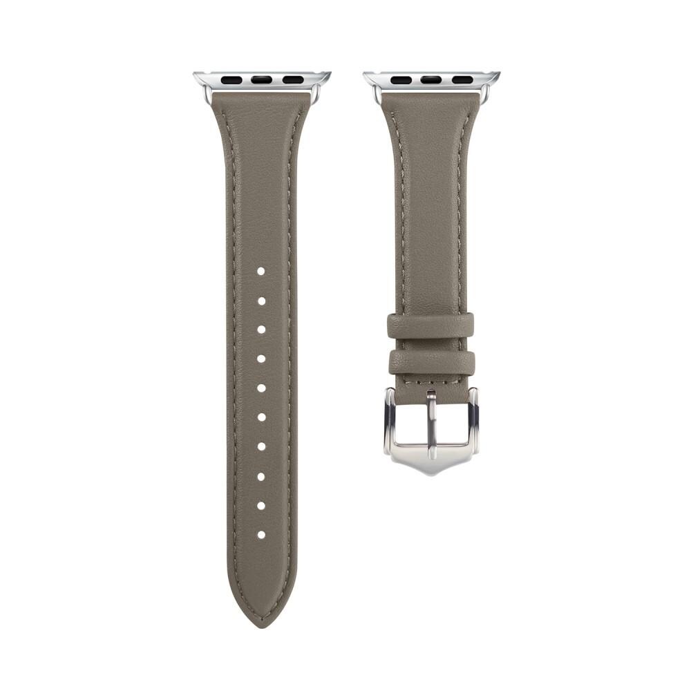 Apple Watch Series 8 45mm Smalt armband i äkta läder, Grå