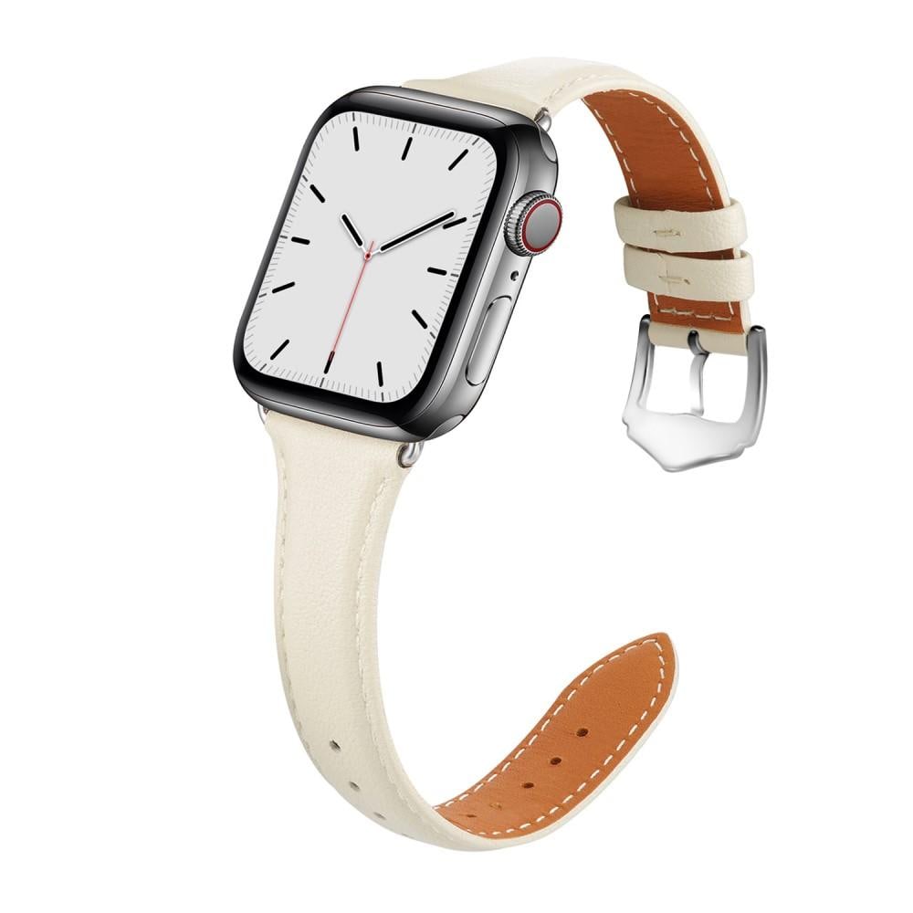 Apple Watch SE 44mm Smalt armband i äkta läder, beige