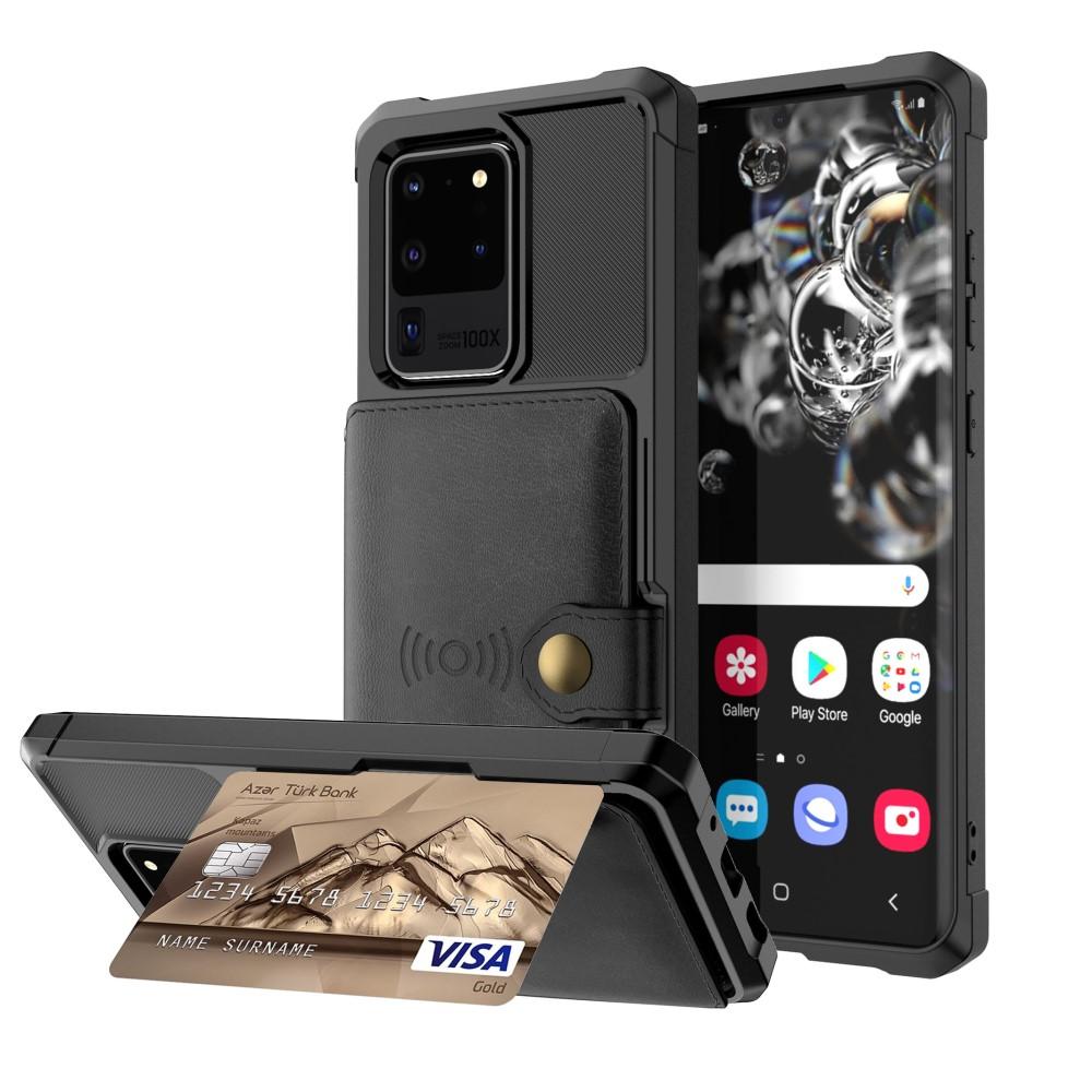 Samsung Galaxy S20 Ultra Stöttåligt Mobilskal med Plånbok, Svart