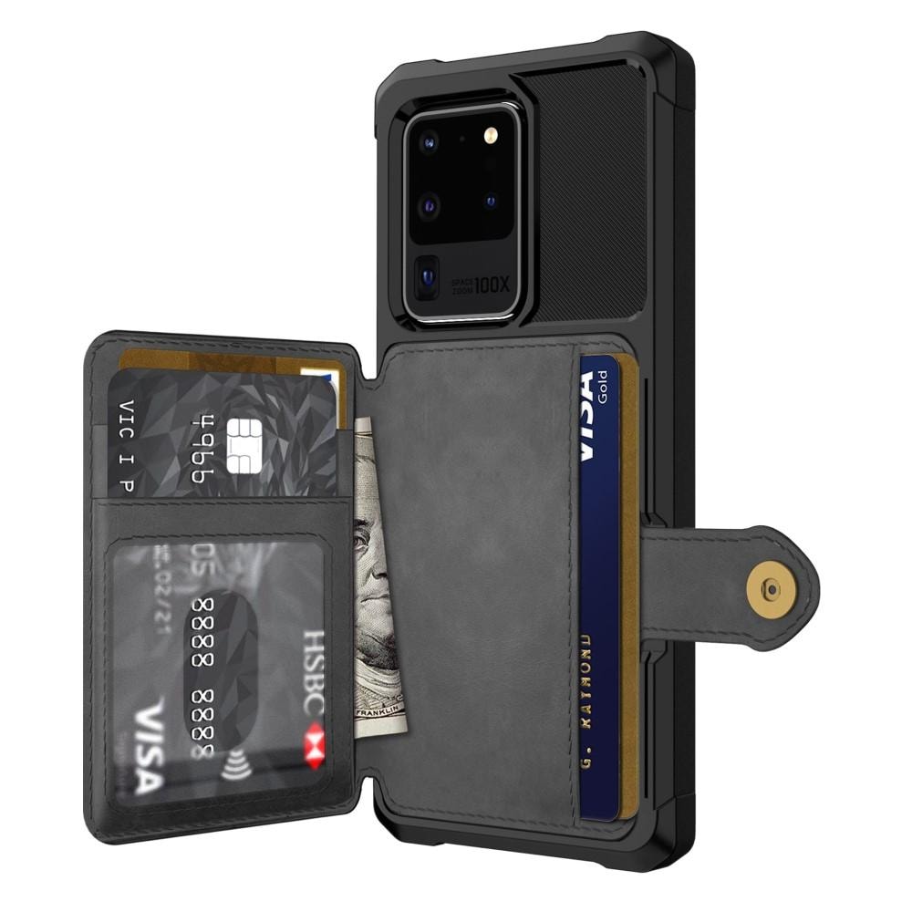 Samsung Galaxy S20 Ultra Stöttåligt Mobilskal med Plånbok, Svart