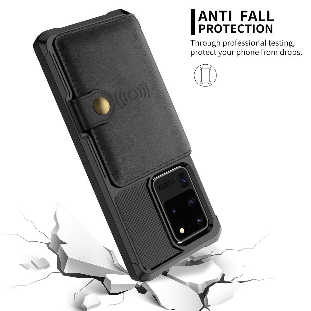 Samsung Galaxy S20 Ultra Stöttåligt Mobilskal med Plånbok, Svart