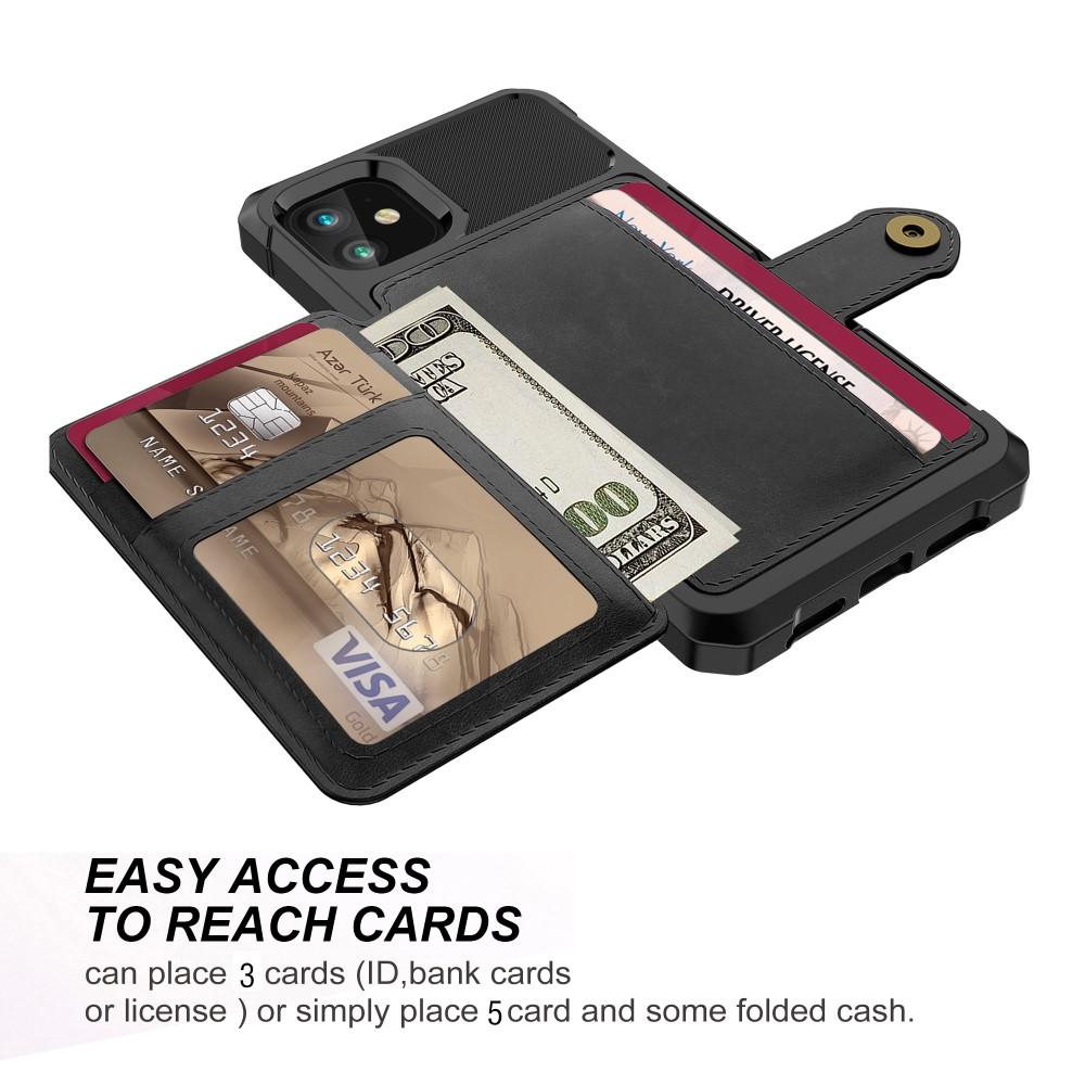 iPhone 11 Stöttåligt Mobilskal med Plånbok, svart