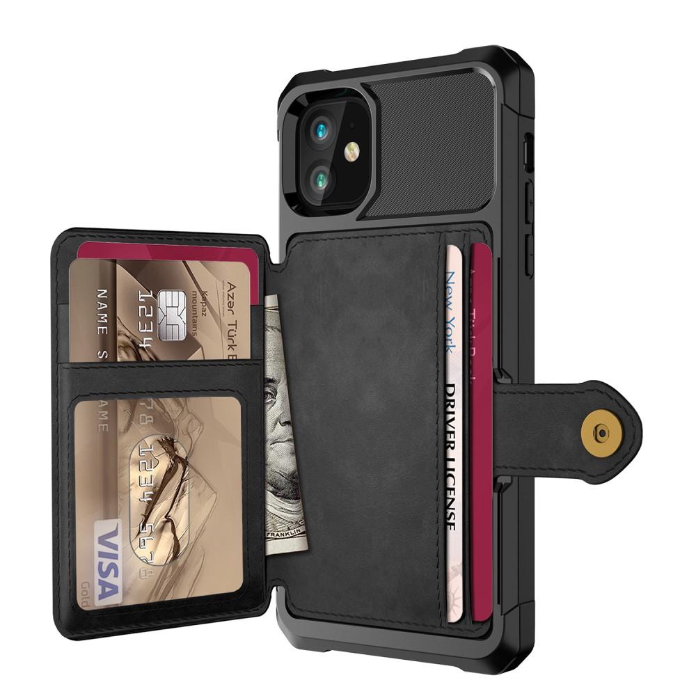 iPhone 12/12 Pro Stöttåligt Mobilskal med Plånbok, svart