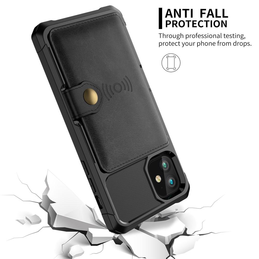iPhone 12/12 Pro Stöttåligt Mobilskal med Plånbok, svart