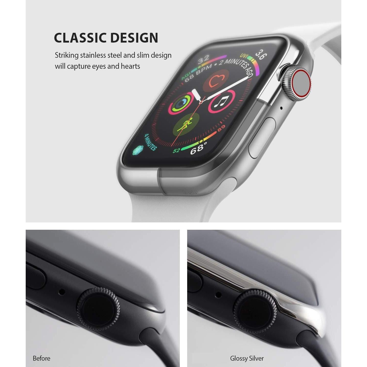 Apple Watch Series 7 41mm Skyddsram - Bezel Styling Silver