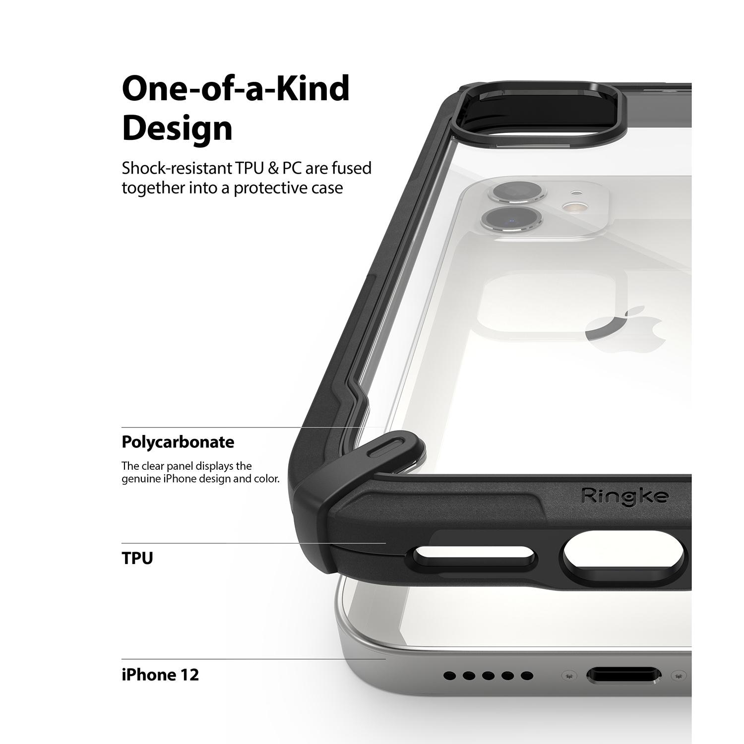 iPhone 12/12 Pro Fusion X Skal, svart/genomskinlig