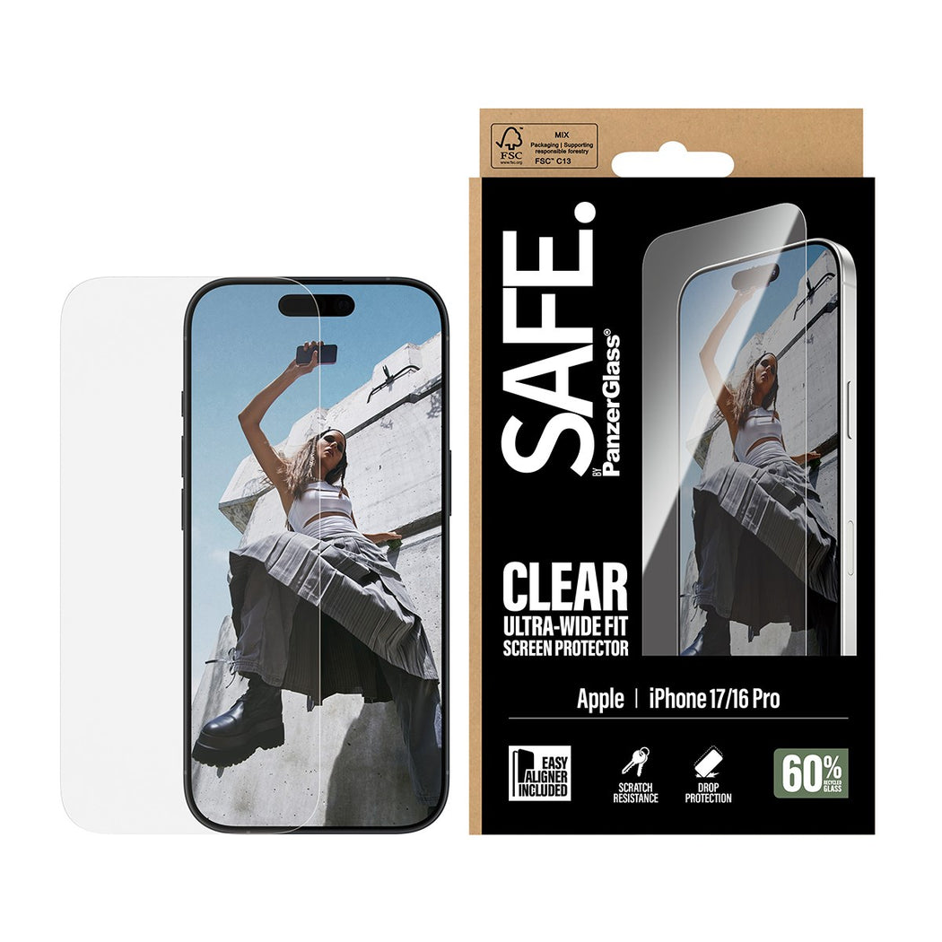 iPhone 17 Skärmskydd i glas med installationsram - Ultra Wide Fit