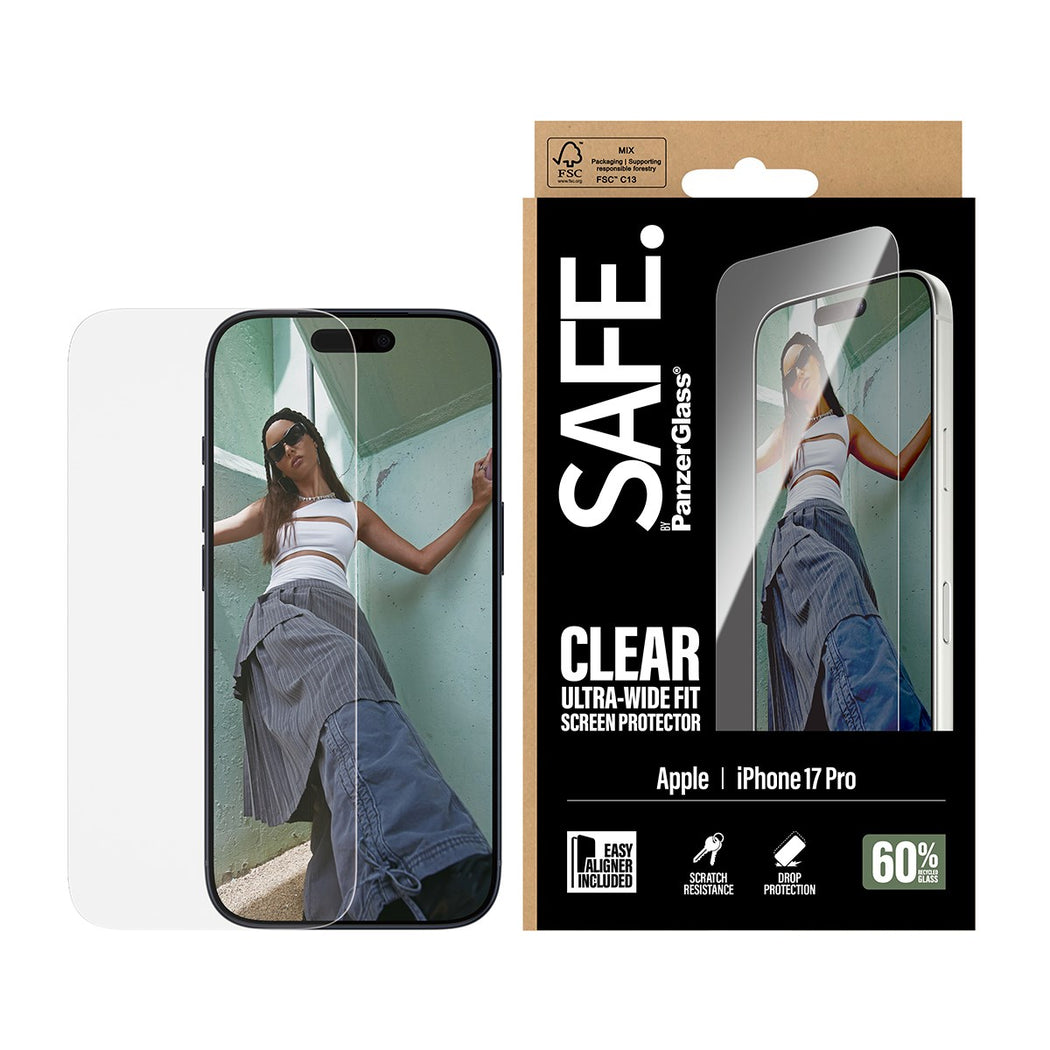 iPhone 17 Pro Skärmskydd i glas med installationsram - Ultra Wide Fit