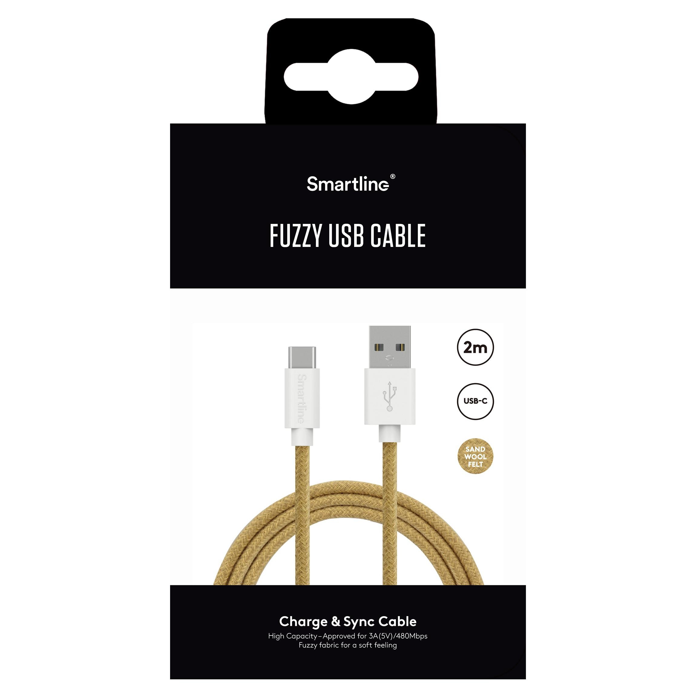 Fuzzy Laddningskabel 2m USB-C, Sand