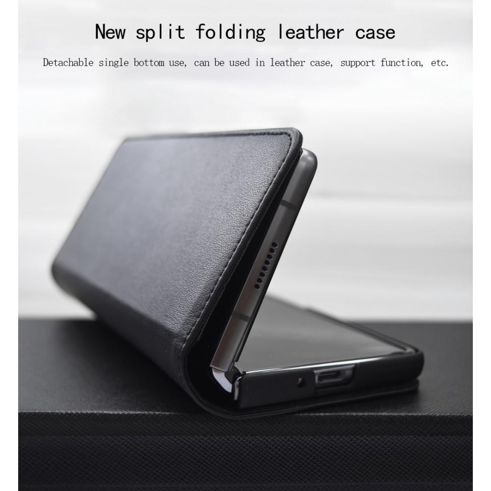 Samsung Galaxy Z Fold 2 Plånboksfodral i Äkta Läder, Svart